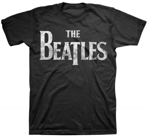 Beatles Logo Distressed Mens Black T-shirt