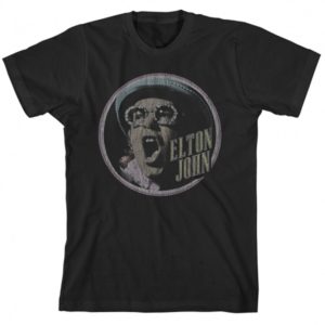 Elton John Homage Distressed Black Mens T-shirt