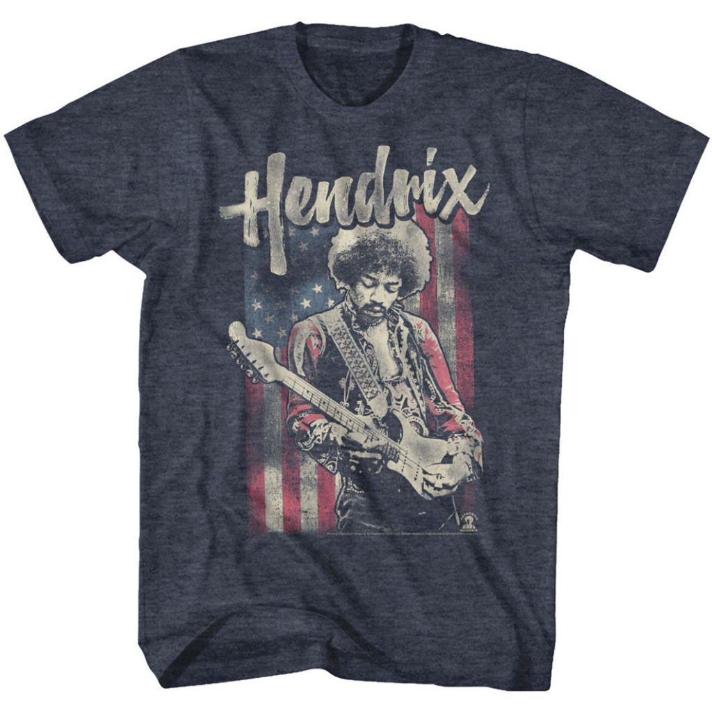Jimi Hendrix Flag Vintage Mens Blue T-shirt