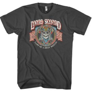 Lynyrd Skynyrd Gun Skull Mens Gray T-shirt