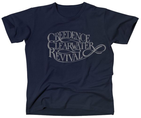 Creedence Clearwater Revival Distressed Logo Mens Blue T-shirt