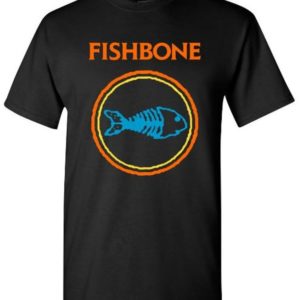 Fishbone t-shirt, black with fish skeleton
