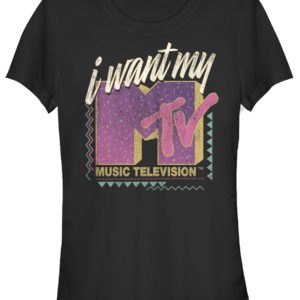 MTV I Want My MTV Distressed Jr Black T-shirt