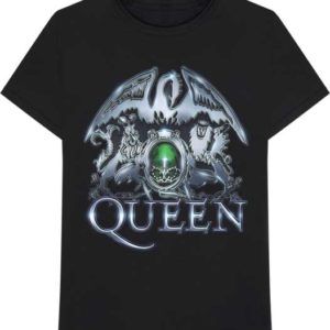 Queen Metal Crest Mens Black T-shirt