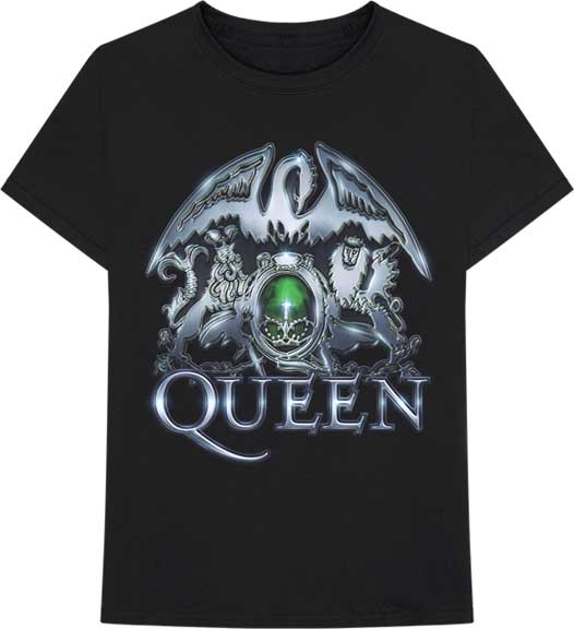 Queen Metal Crest Mens Black T-shirt