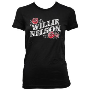 Willie Nelson Red Rose Jr Black T-shirt