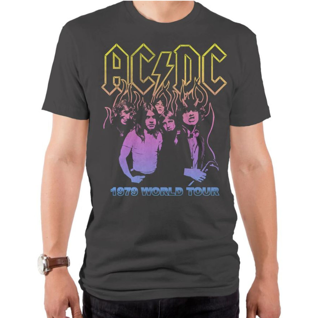 AC/DC 1979 World Tour Mens Gray T-shirt