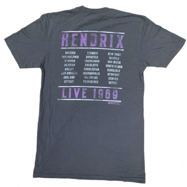 Jimi Hendrix Live 1969 Mens Gray T-shirt