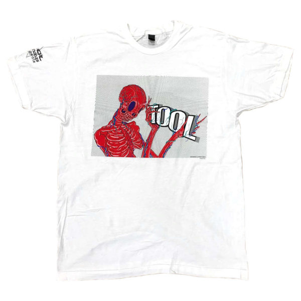 Tool Skeleton Holding Logo Mens White T-shirt