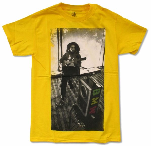 Bob Marley Bmw On Yellow Mens T-Shirt