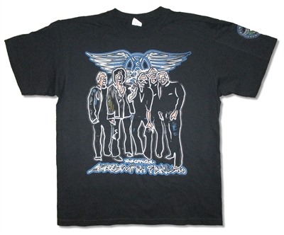 Aerosmith Official Outline Mens Black T-Shirt