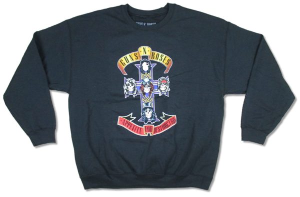 Guns N Roses Cross Crew Neck Fleece Mens Black Shirt