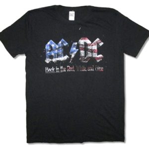 AC/DC Back In The Red White And Blue Mens Black T-Shirt