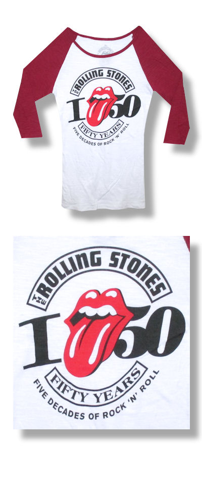 The Rolling Stones 5 Decades 30/1 Junior Raglan - Large Only