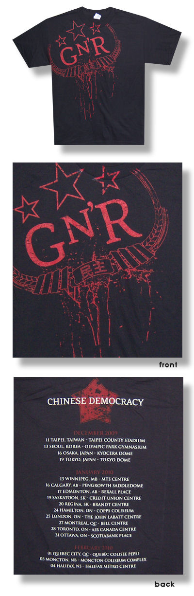 Guns N Roses Fatigue 2009/2010 Tour Mens Black T-Shirt