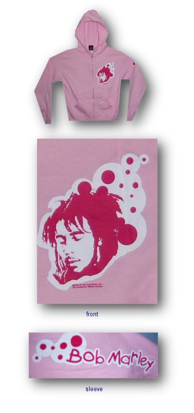 Bob Marley Deep Zip Up Mens Pink Hoodie