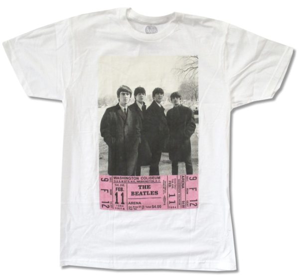 The Beatles D.C. Ticket 30/1 Mens White T-Shirt