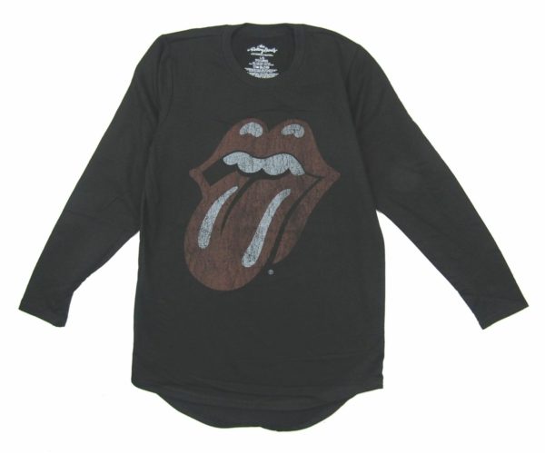 The Rolling Stones Distressed Tongue Long Sleeve Mens Black T-Shirt
