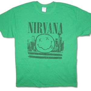 NIRVANA SKYLINE SMILE Mens Green T-Shirt 2XL Only