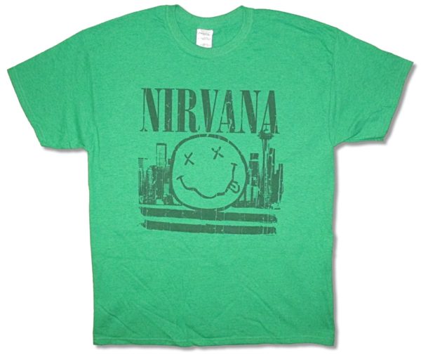 NIRVANA SKYLINE SMILE Mens Green T-Shirt 2XL Only