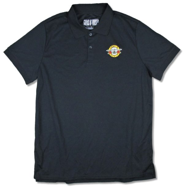 Guns N Roses Embroidered Pocket Logo Mens Black Polo T-Shirt Large Only
