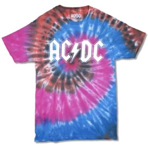 Ac/Dc White Logo On Burst Mens Tie Dye T-Shirt