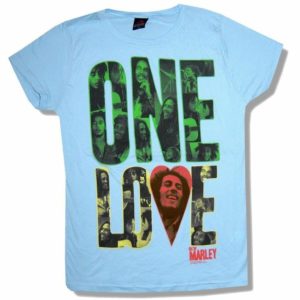 Bob Marley Heart Blue Junior Baby Doll T-Shirt