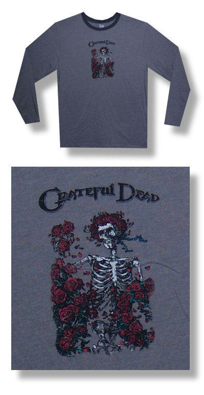 Grateful Dead Vintage Roses 30/1 Long Sleeve Mens Gray T-Shirt