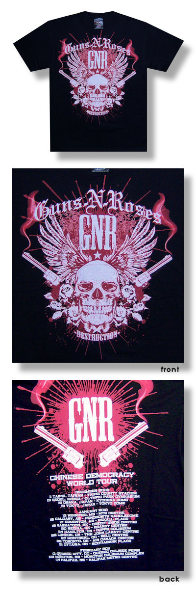 Guns N Roses Destruction Skull Tour Mens Black T-Shirt