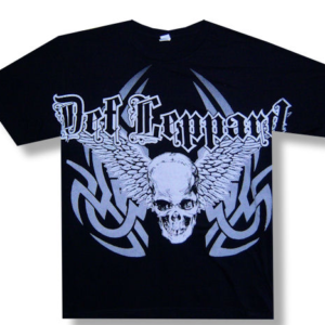 Def Leppard Wing Skull All Over Print Tee Mens Black T-shirts Small Only